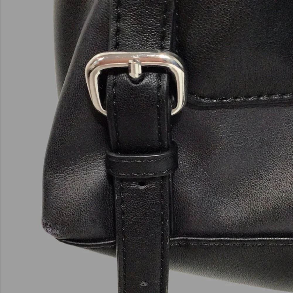 DKNY Tilly Graffiti Fold-Over Backpack, Faux Leather, Graffiti Logo Print, Black - Picture 11 of 12
